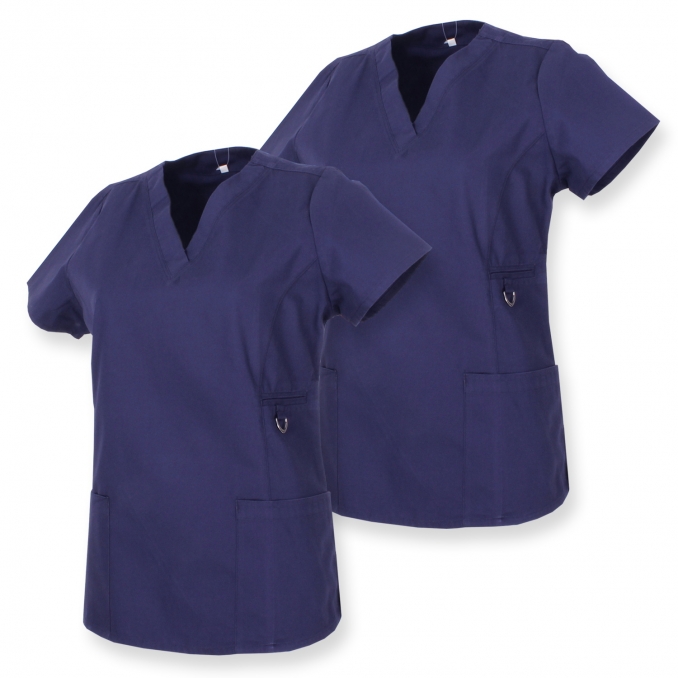 Set of 2 -  WORK CLOTHES LADY SHORT SLEEVES UNIFORM Medical Uniforms Scrub Top Ref.707