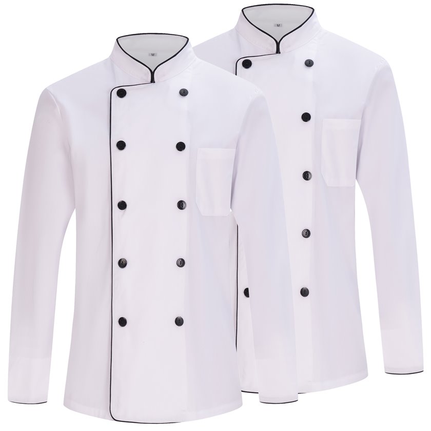 Pacote 2 Unidades -Jaqueta masculina de chef - Jaqueta masculina de chef - Uniforme de hospitalidade - Ref.842