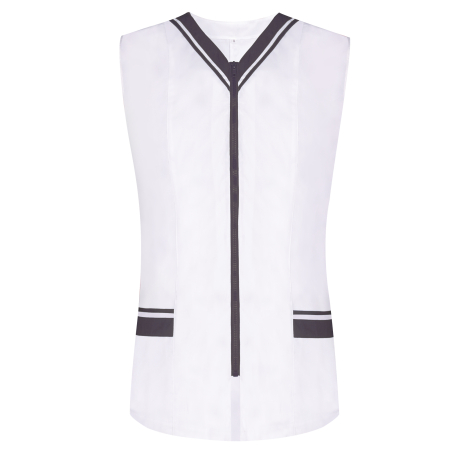 WORK CLOTHES LADY WITHOUT SLEEVES WHITE/BLACK UNIFORM CLINIC HOSPIT...